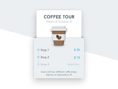 Coffee Tour Product Card card coffee design flat info modern product shadow shadows simple tour ui