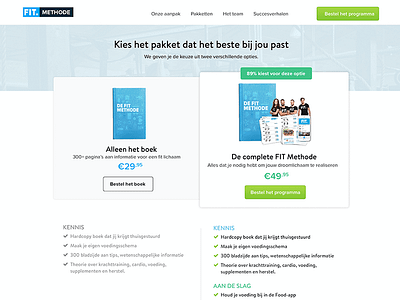 FIT Methode Pricing Page design package price pricing site table ui ux website