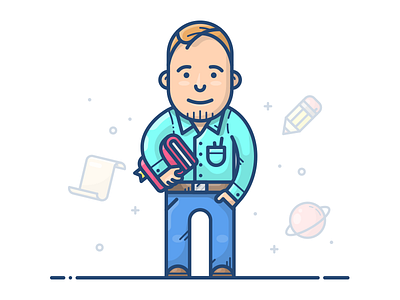 Dribbble Famous: Justas Galaburda avatar book character dribbble famous galaburda icon illustration jucha justas man vector