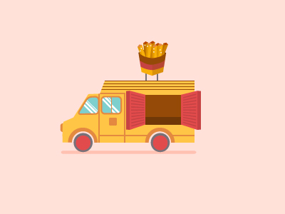 Fries Truck flat food foodtruck fries icon truck vector