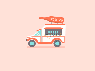 Prosecco Truck flat food foodtruck icon prosecco truck vector wine