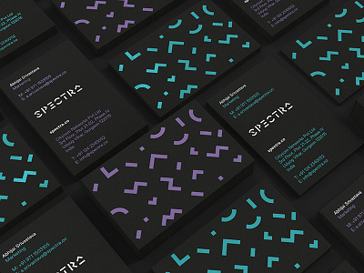 Spectra Business cards branding business card colour geometric geometric typography india pattern spectra stationery telecom typography