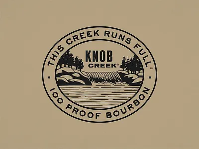 Knob Creek badge bourbon creek illustration trees water whiskey