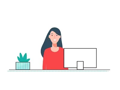 Reception Desk! character design girl graphic illustration job line organic plant reception desk table women work