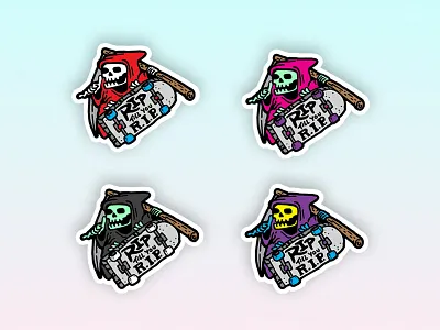Rip till you R.I.P. ded grim reaper hang looose skate skull