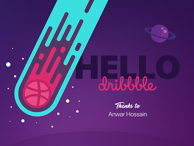 Hello Dribbble first shot galaxy space hello dribbble illustration