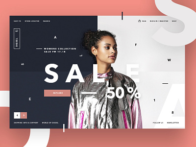 💥✌️Sale page DSL concept store clear concept design desktop layout minimal promo typography ui ux website