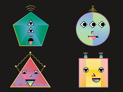Robot Faces character coding computer education face geometric illustration kids robot school shape