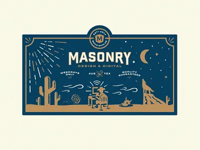 Masonry Mural cactus howl masonry moon mural stars sunrays wolf