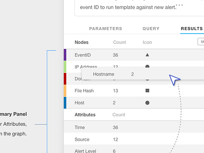 Query Card Detail card coded color legend ui