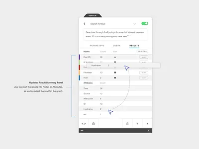 Query Card action card drag drop legend toggle ui
