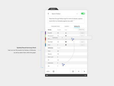 Query Card action card drag drop legend toggle ui