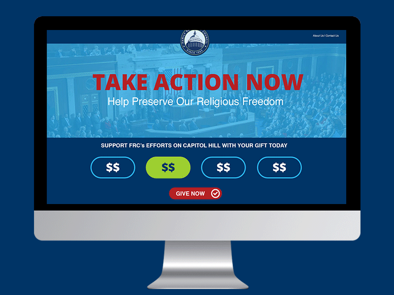 Family Research Council Donation Page landing page non profit photoshop ui uiux web design website