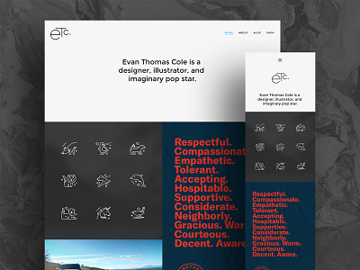 Evan Thomas Cole Website 2017 black bold brand branding clean design flat identity mobile responsive site website