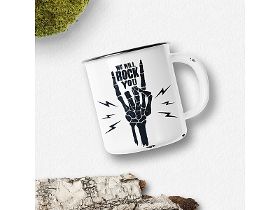 We will rock you! camping drawn grunge hand lettering logo mug typography vintage wanderlust