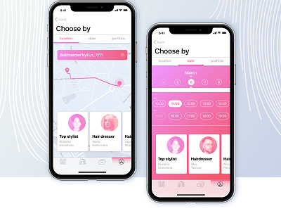 Hairdressers searching options screens app design gps hair haircut interaction map mobile screen ui ux