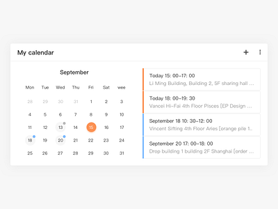 calendar card calendar card day design list pc tame ui ui design web design