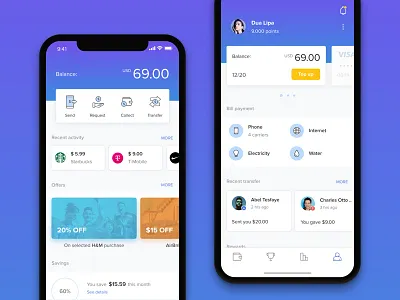 Personal Wallet app design ios iphone payment transfer ui ux wallet x