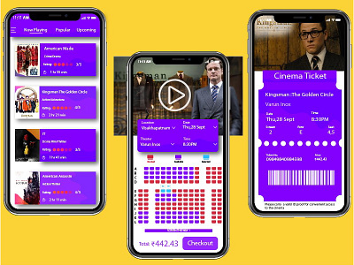 Cinema Ticket Booking UI booking cinema color dailyui movie sketch ticket ui ux