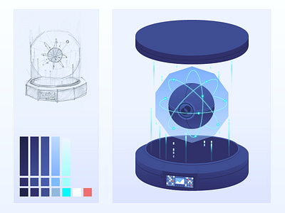 New Startup Feature Description Illustration atoms block chain blockchain business color scheme crypto dark enegry futuristic ico illustration molecules sketch tech technology ui ux vector web design zajno