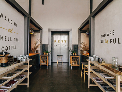 Rest - Shop branding coffee lockup logo restaurant roasters shop type