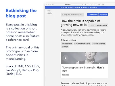 2017 - Design in code, blog post blog code css html javascript microlearning notes post prototype references science template