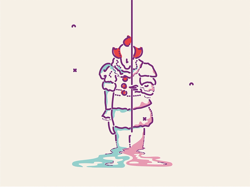 Pennywise animation balloon clown film icon illustration line minimal movie pennywise