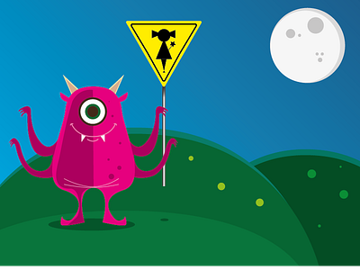 9c909644108441.5807cb75a220f cartoon digita field illustration kid monster pink vector