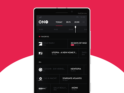 onTV app UI app ontv schedule tv ui windows