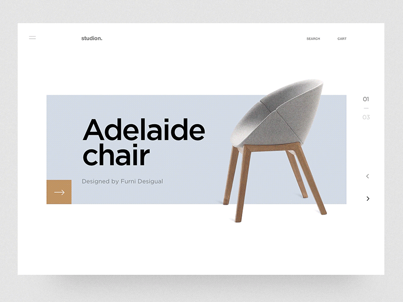 Product gallery - transition concept - 01 animation chair design furniture interface light motion principle simple transition ui