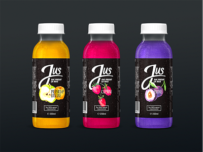 Jus Bottles bottles branding clean concept design flat fruit identity logo simple vector