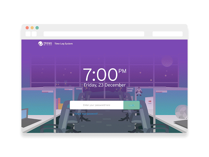 Timelog - Trend Micro PH office time log afternoon evening gif illustration morning office time timelog
