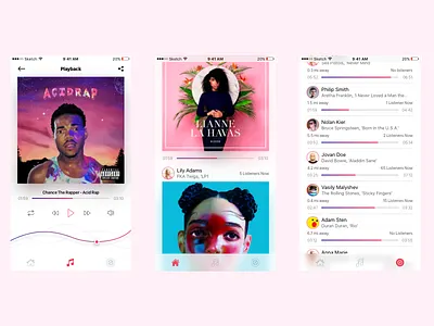 Music Around App ios music pink player shadows ui
