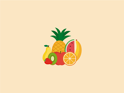 Fruits 🍊🍉🍌🍎 app design digital fruit icon illustration juice