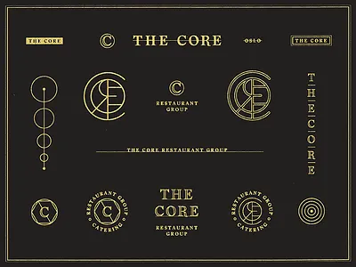 The Core Restaurant Group / Brand Specimen badge brand branding logo marks monogram restaurant seal stamp typography
