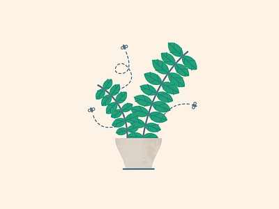 🌿 art buzz fly houseplant illustration plant pot texture vector