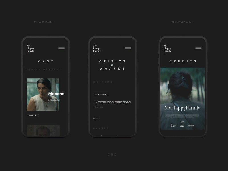 My Happy Family black film gif landing page layout mobile movie responsive ui ux web website
