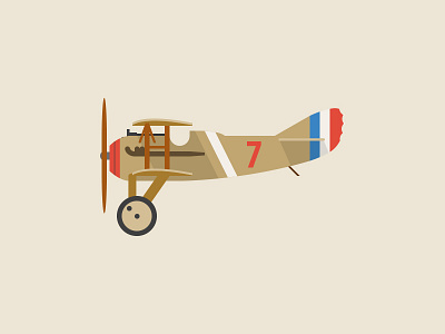 Spad S.VII airplane cartoon french graphic illustration plane profile retro simple ww1