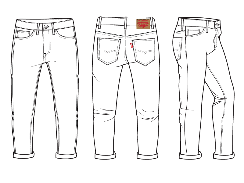 Denim Perspective adobe denim design fashion illustrator levis perspective red tab sketch technical design