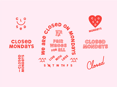 Closed Mondays - Initial Concepts brand collage friendly identity logo playful type weird wonky