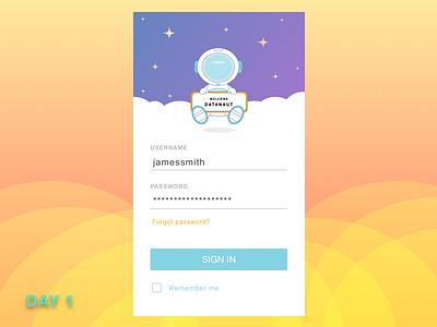 Daily UI #1 astronaut signin ui design