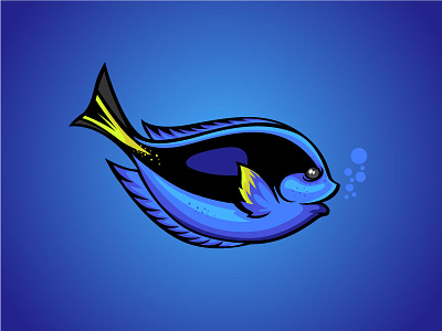 Dory blue dory fish illustration paracanthurus regal blue tang under water