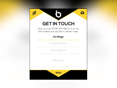 Simple contact Form angles black contact form mobile simple yellow