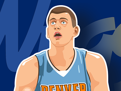 Joker basketball denver dribble game nba nuggets player portrait sticker vector