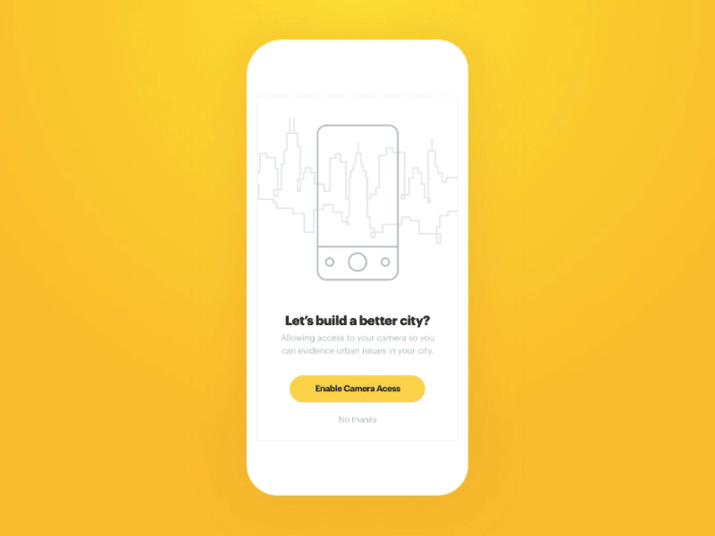 Camera Access Illustration app camera city dialog illustration mobile permission skyline ui urban
