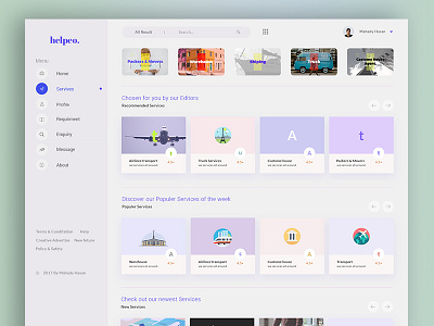 helpeo Services cross platform dashboard e commerce minimal project ui ux web app
