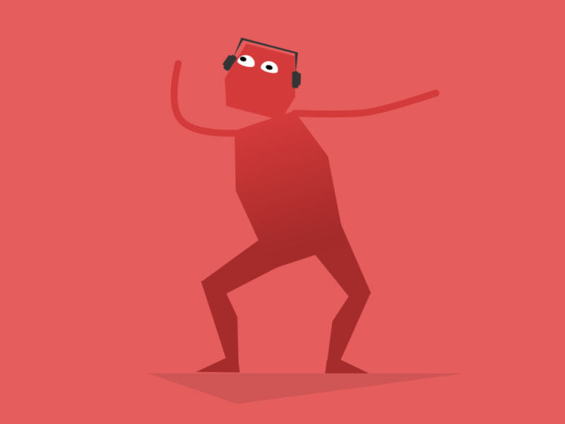 Dancing creep with headphones dot gif after effects animation creature dance duik loop rubber hose