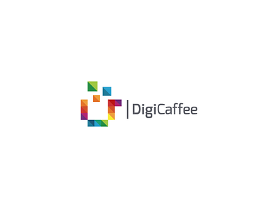 Digital caffee logo design brand cafe caffee colorful digital fun future logo logos modern pixel square