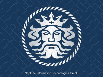 Logo design for Neptune Information Technologies GmbH circle crown neptune logo sea sea god triton wave