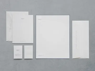 Jean Liu Design blind emboss identity letterhead paper goods stationery white